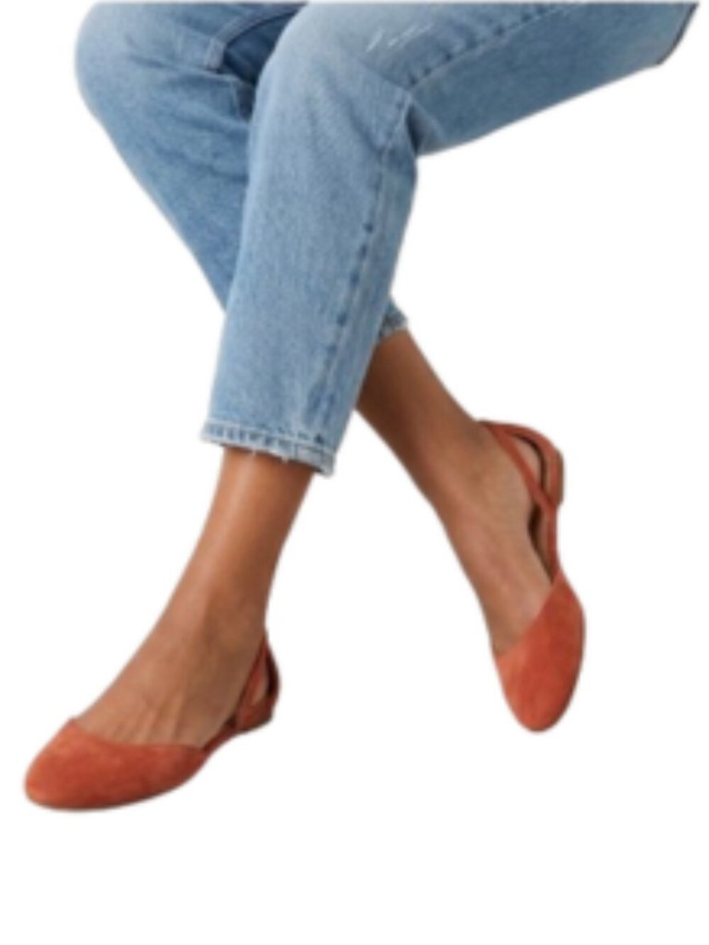 Talbots Burnt Orange Suede D'Orsay Ballet Flats Strappy Cutout Slip On, size 8
